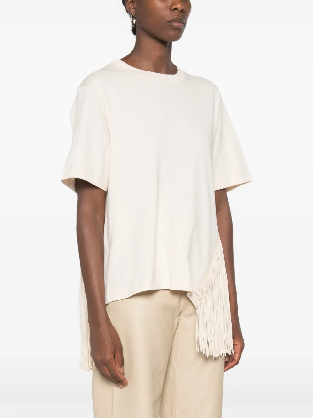 Sportmax T-shirt met franje detail Beige