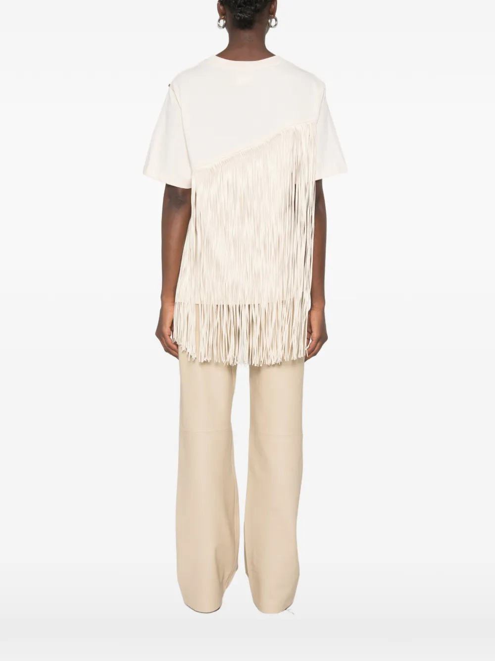 Sportmax T-shirt met franje detail Beige