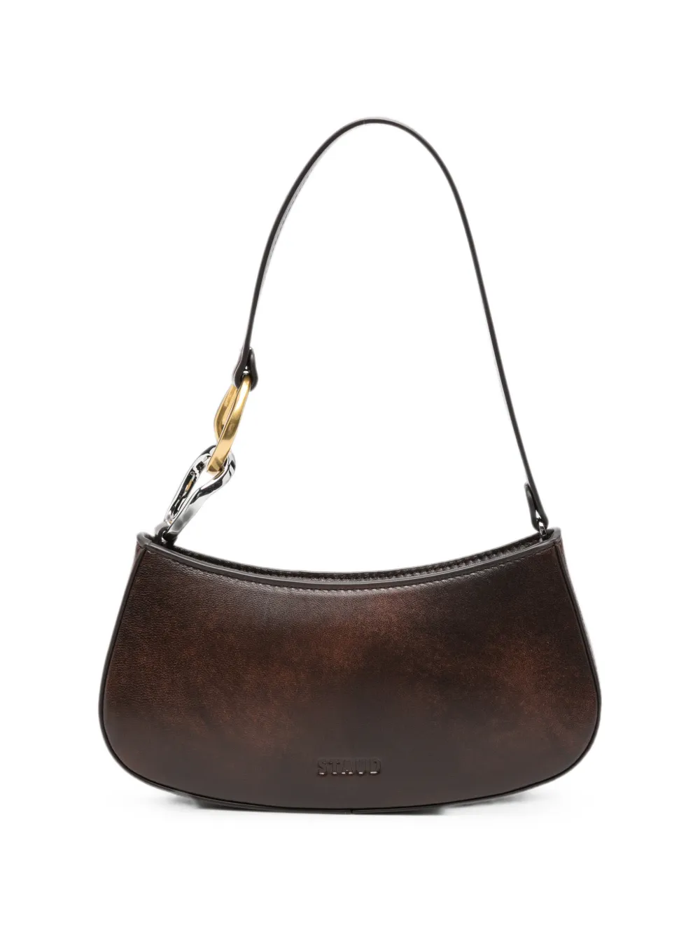 STAUD Ollie interlocking-link leather shoulder bag - Marrone