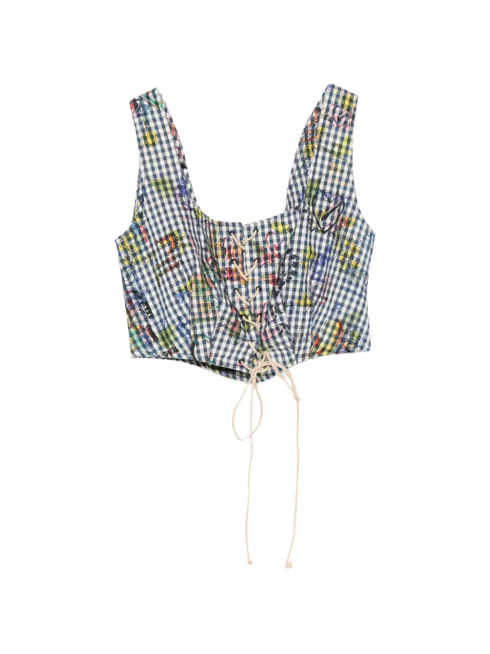 Vivienne Westwood Pre-Owned 2016s gingham lace-up top - Blu
