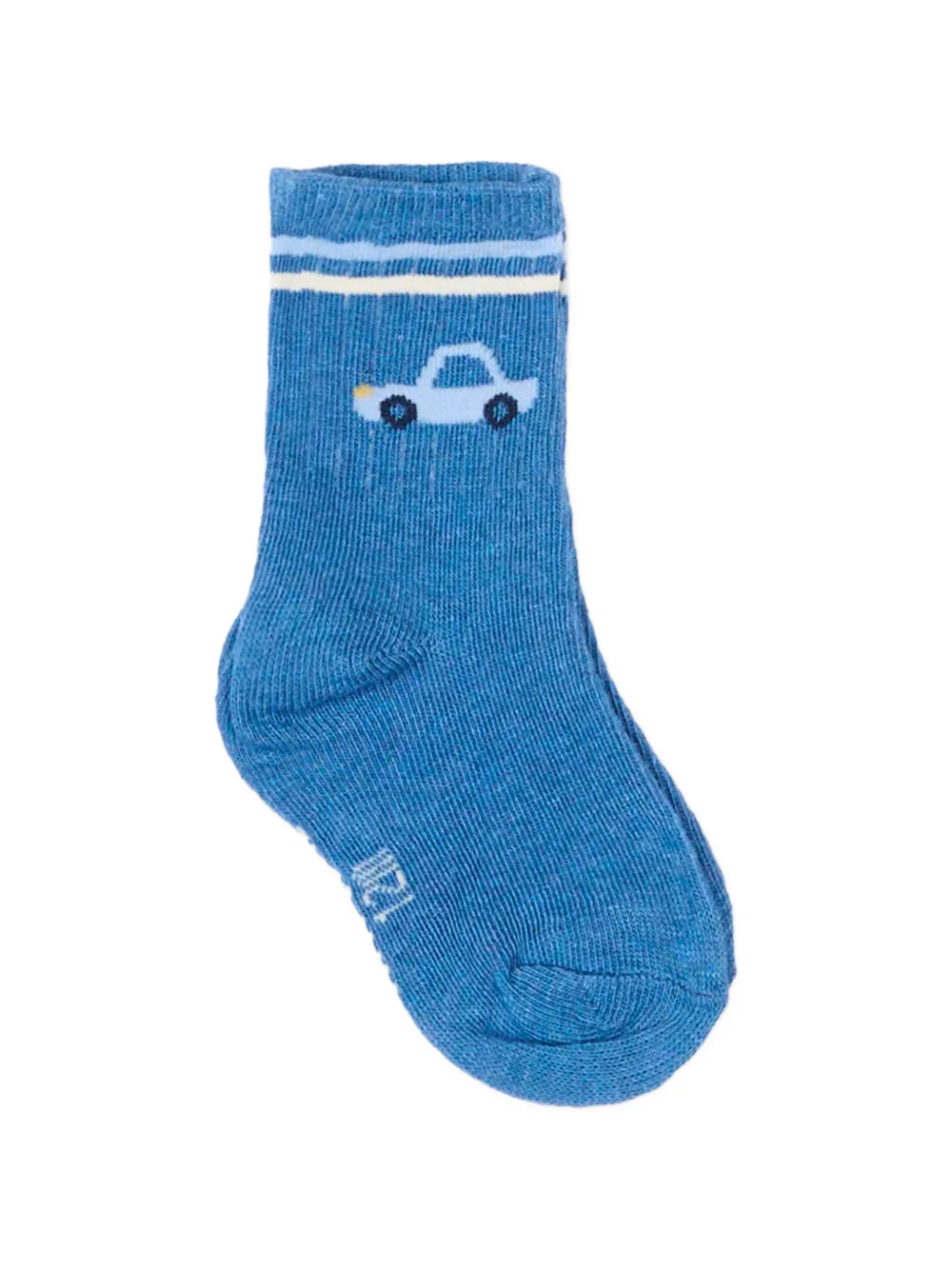 Mayoral Drie paar sokken met gestreepte afwerking en auto-patroon Blauw