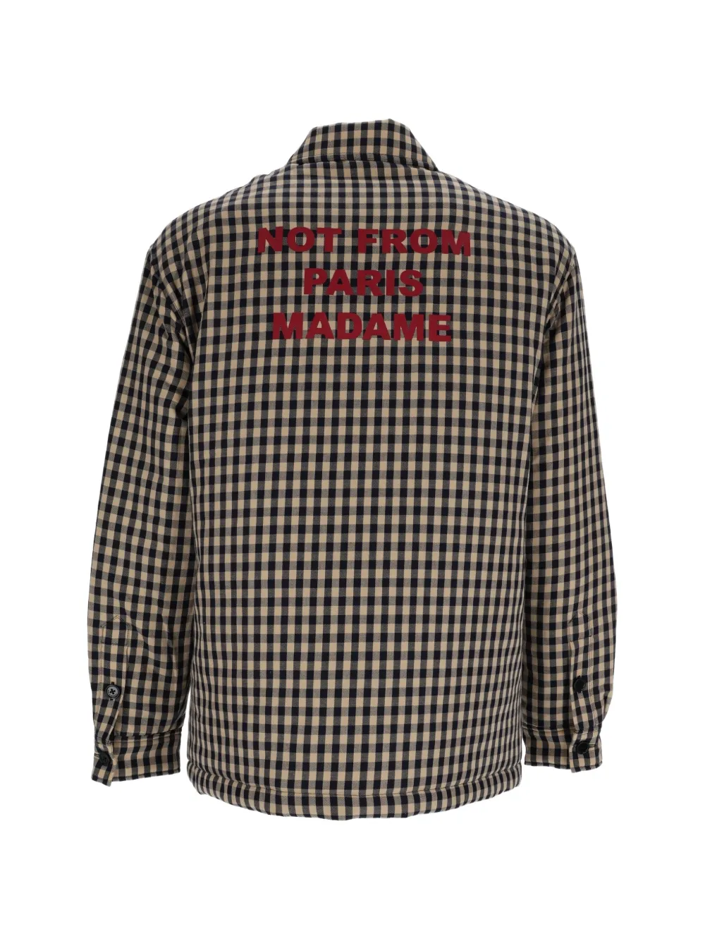 Drôle De Monsieur Geruite shirtjack met tekst Beige