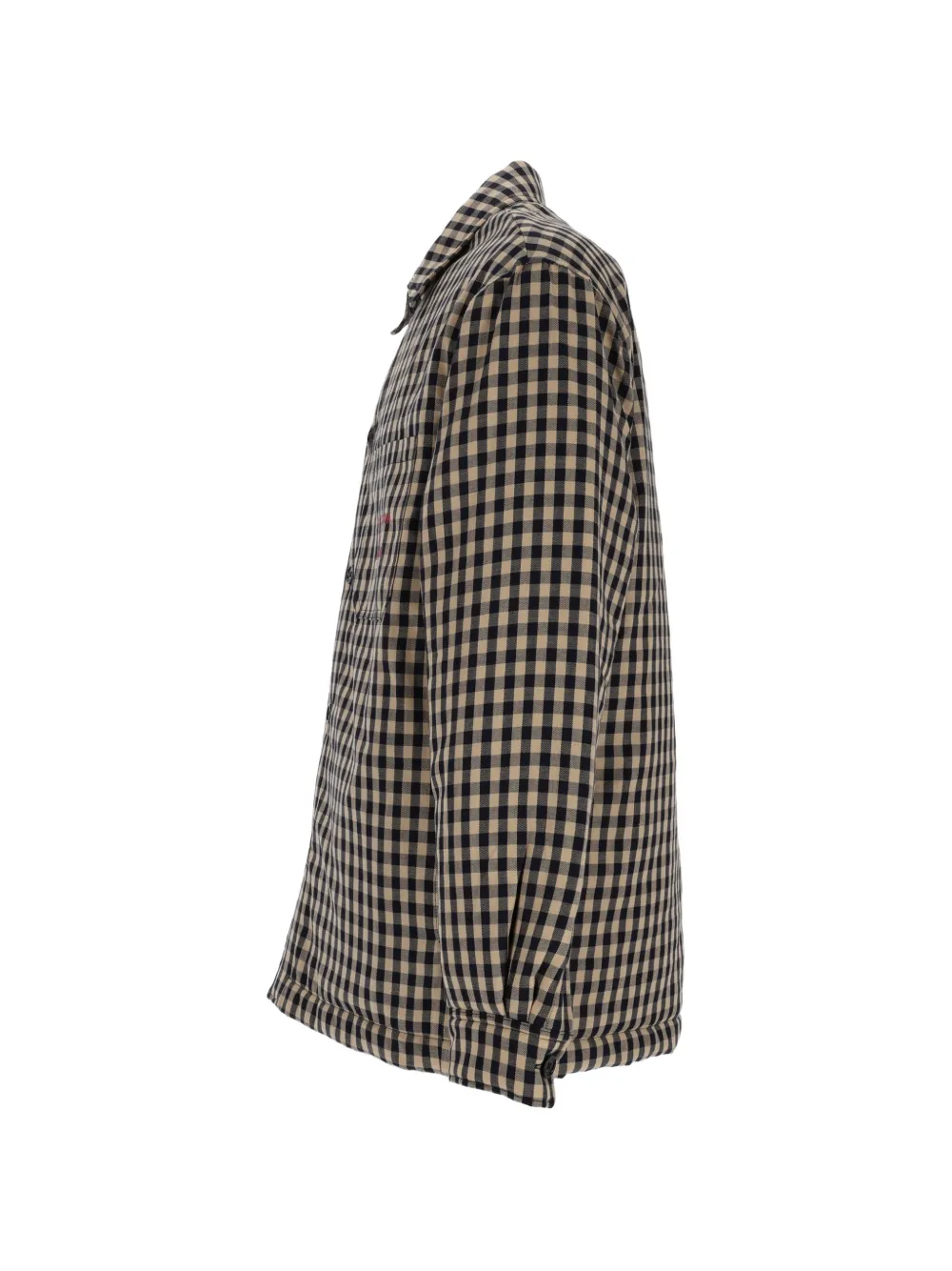 Drôle De Monsieur Geruite shirtjack met tekst Beige