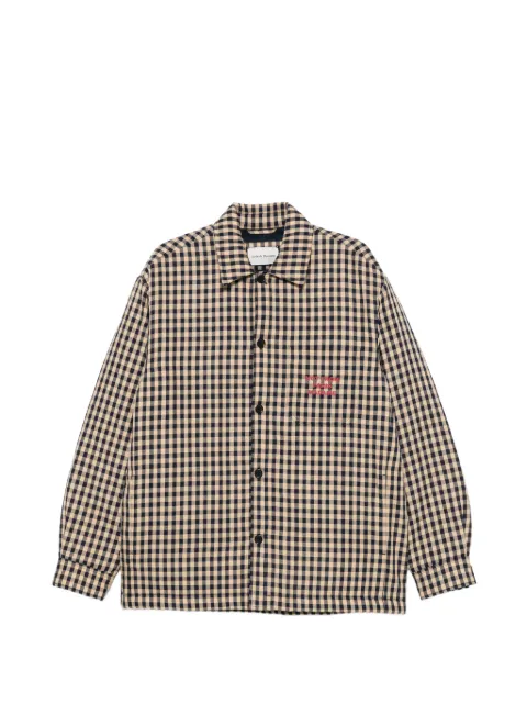 Drôle De Monsieur gingham-check slogan-print cotton overshirt
