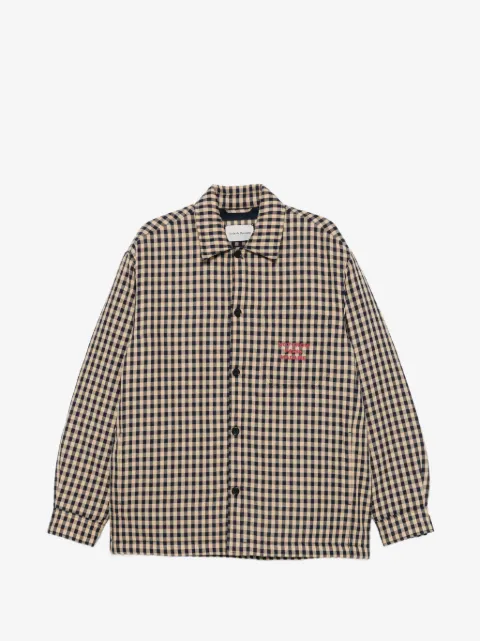 Drôle De Monsieur gingham-check slogan-print cotton overshirt
