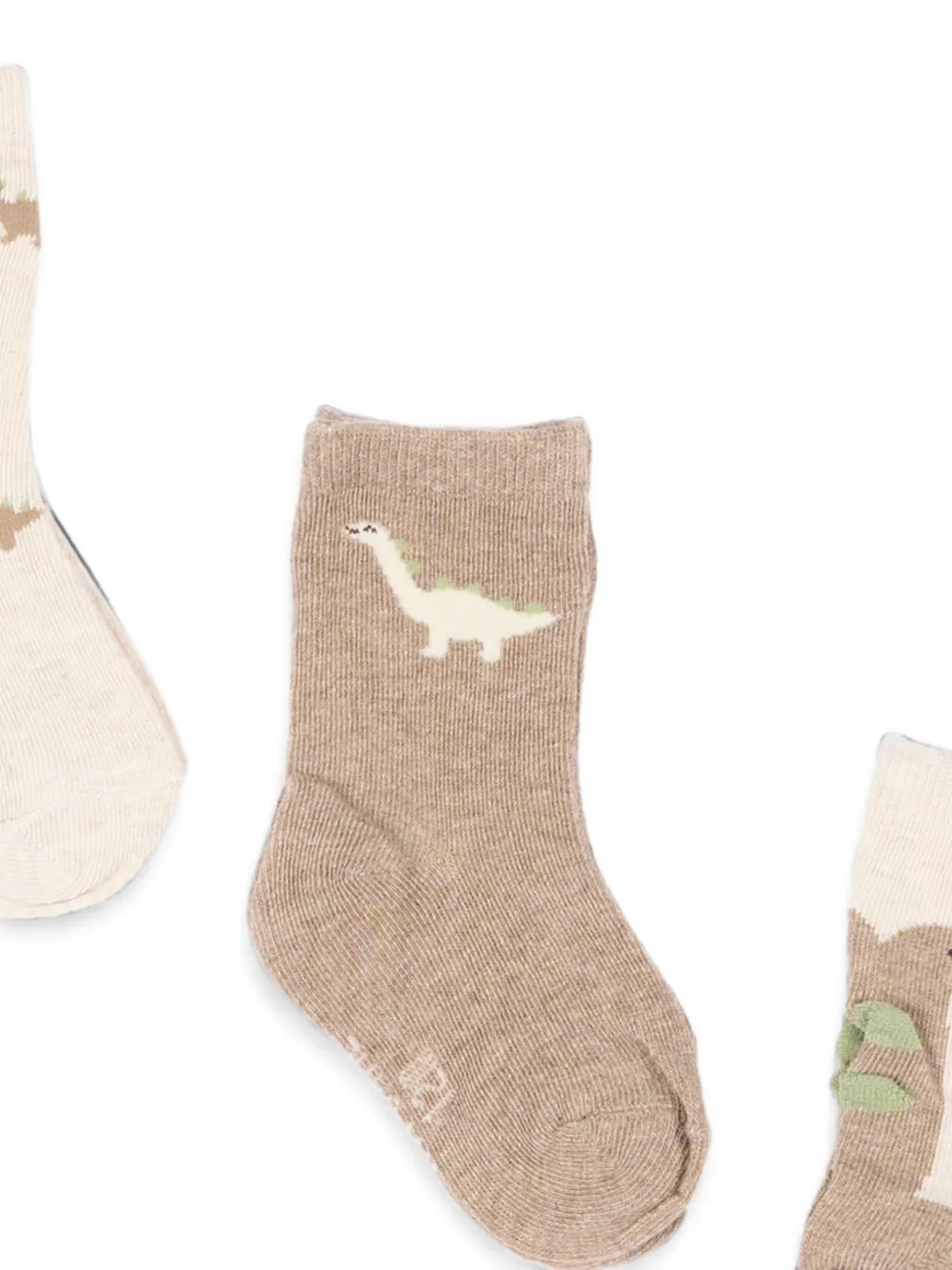 Mayoral Drie paar sokken met dinosaurus-patroon Beige