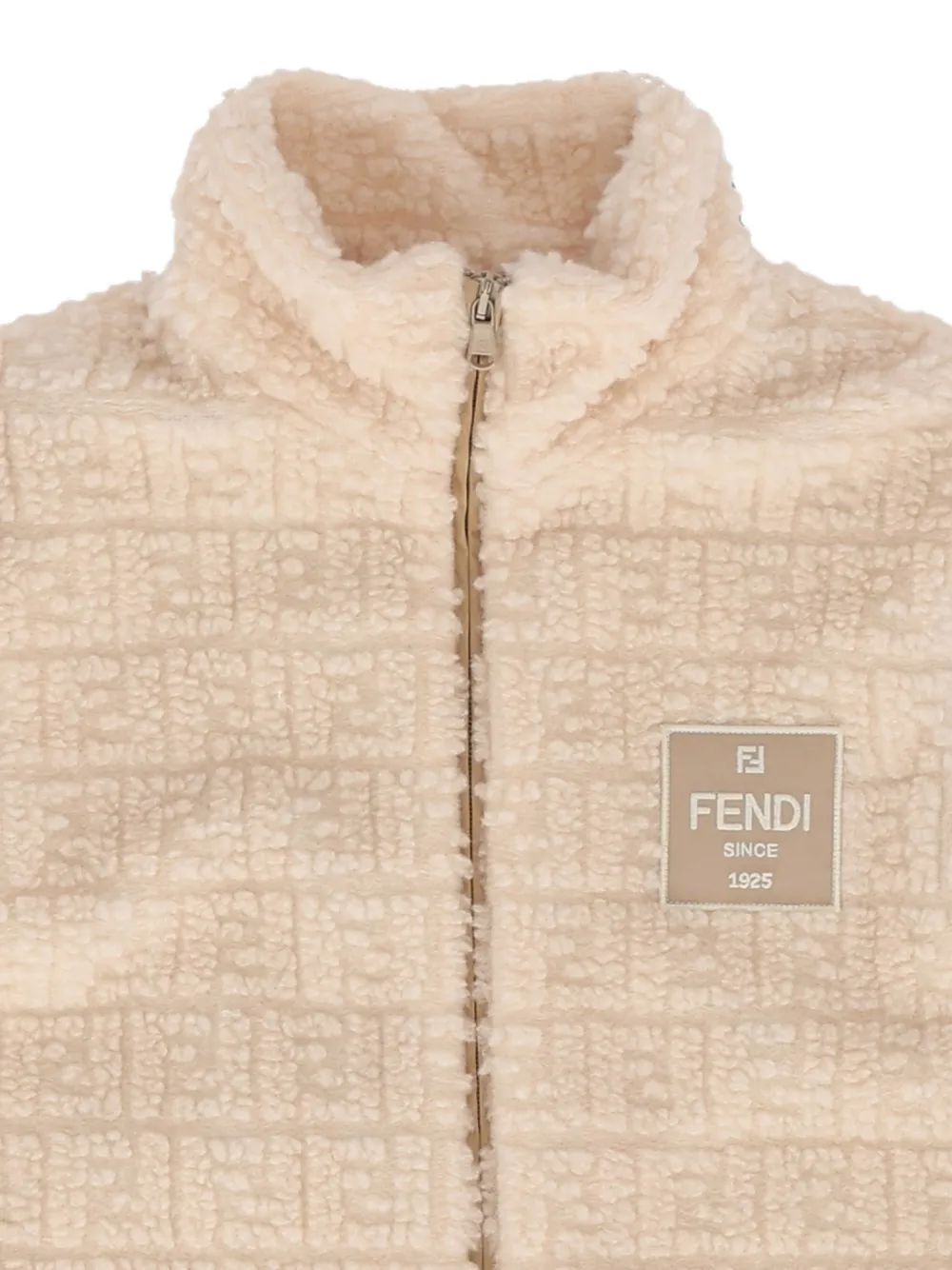 Fendi Kids Bodywarmer met teddy-effect en FF-logo Beige