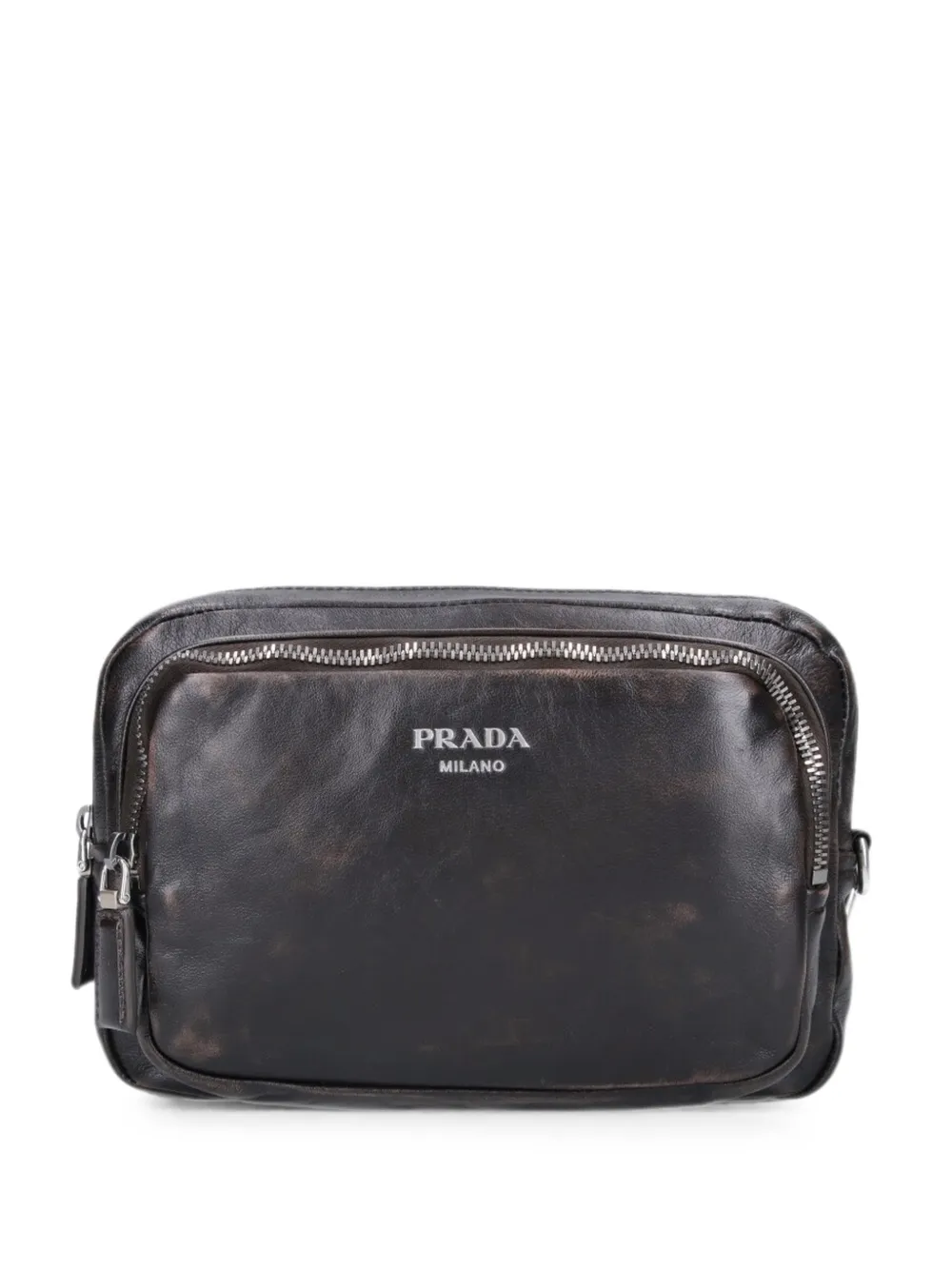 Prada logo-print nappa leather shoulder bag - Braun