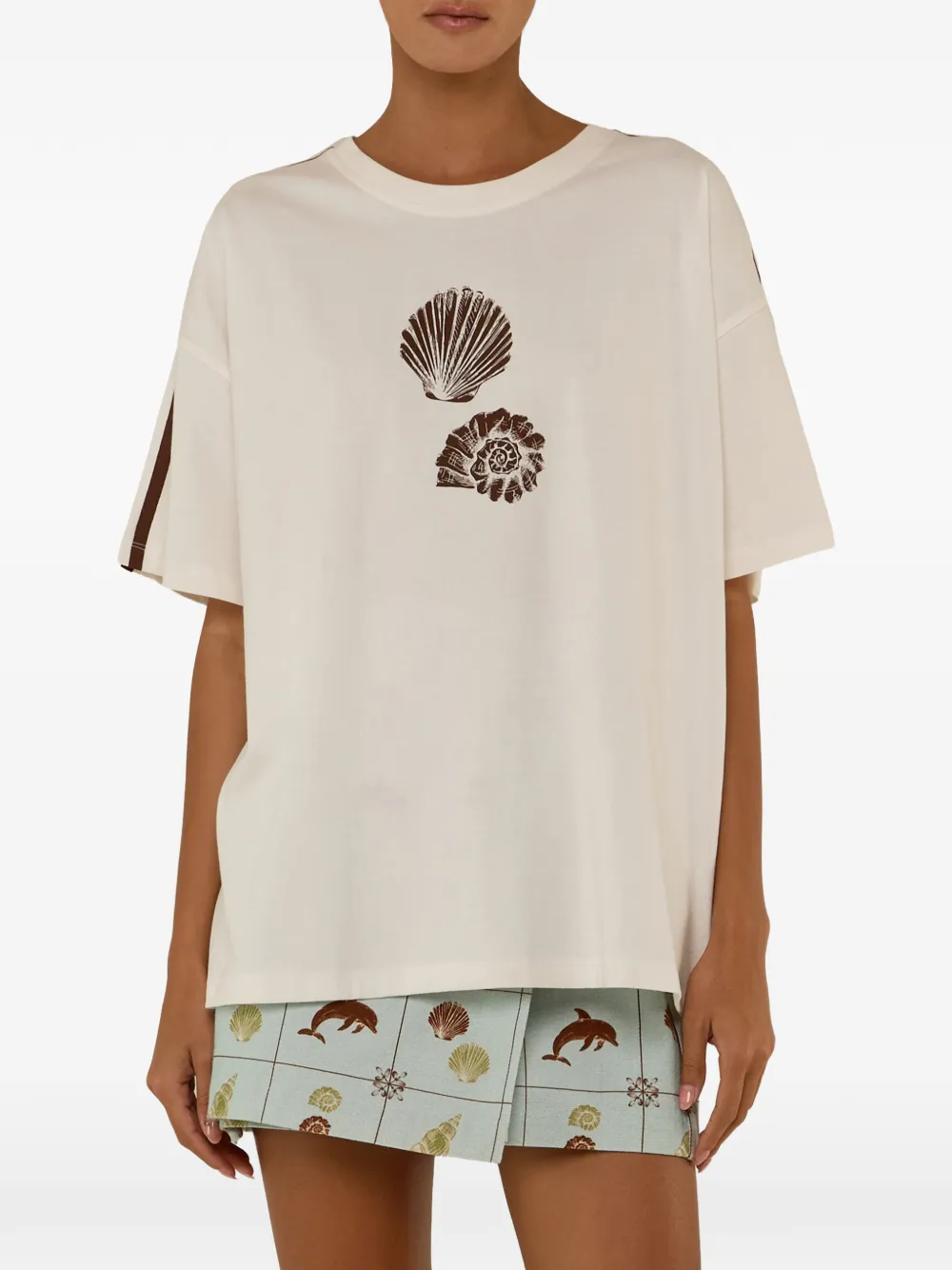 PALM. NOOSA seashell-print oversized T-shirt - Toni neutri