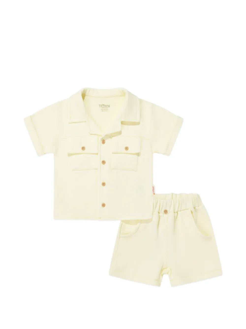 TIFFANY KIDS ensemble chemise-short à boutonnière - Tons neutres