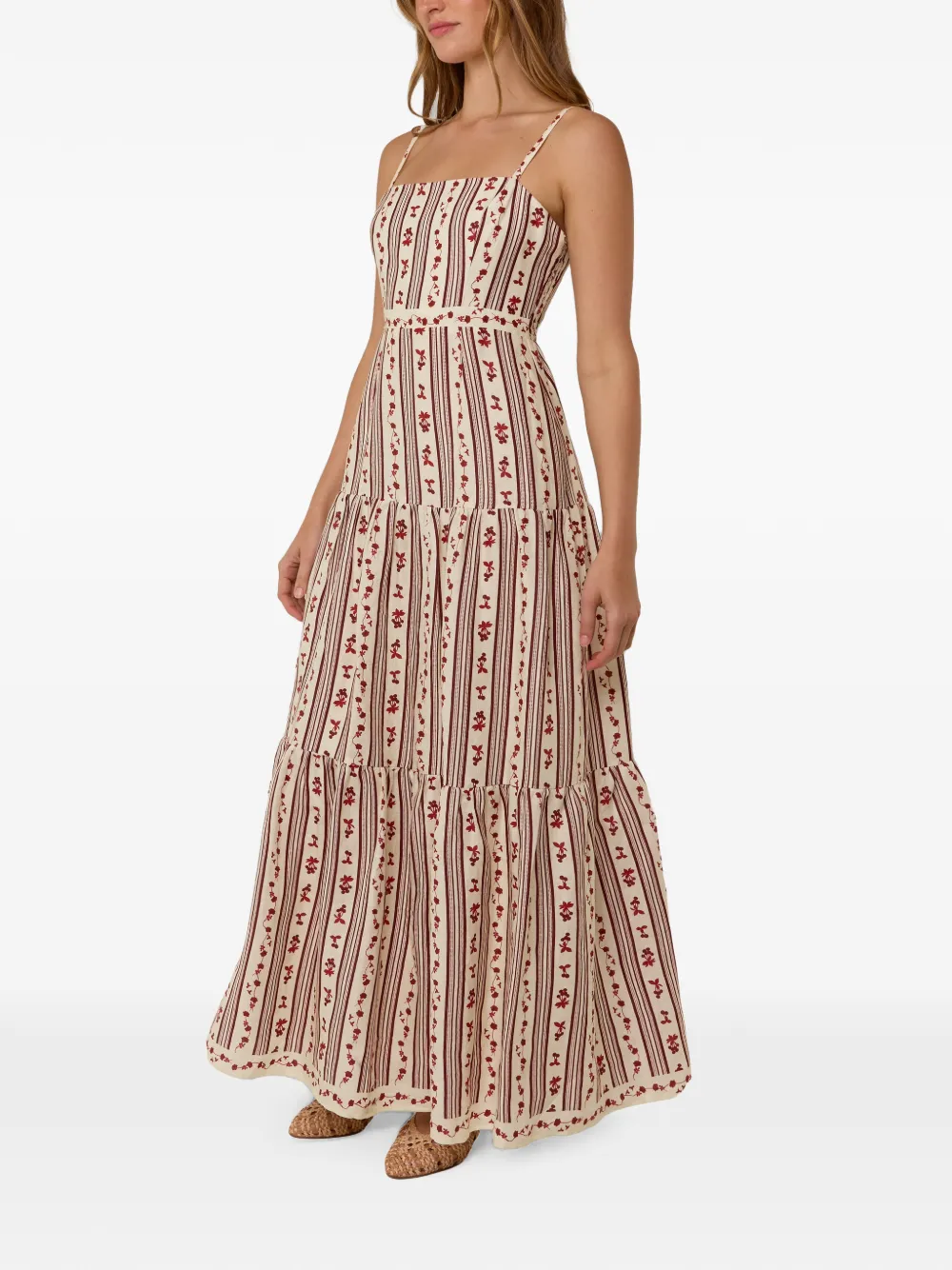 PALM. NOOSA Celine floral-print tiered maxi dress - Neutrals