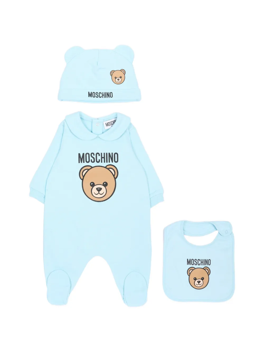 Moschino Kids Teddy Bear babygrow set (set of three) - Blu