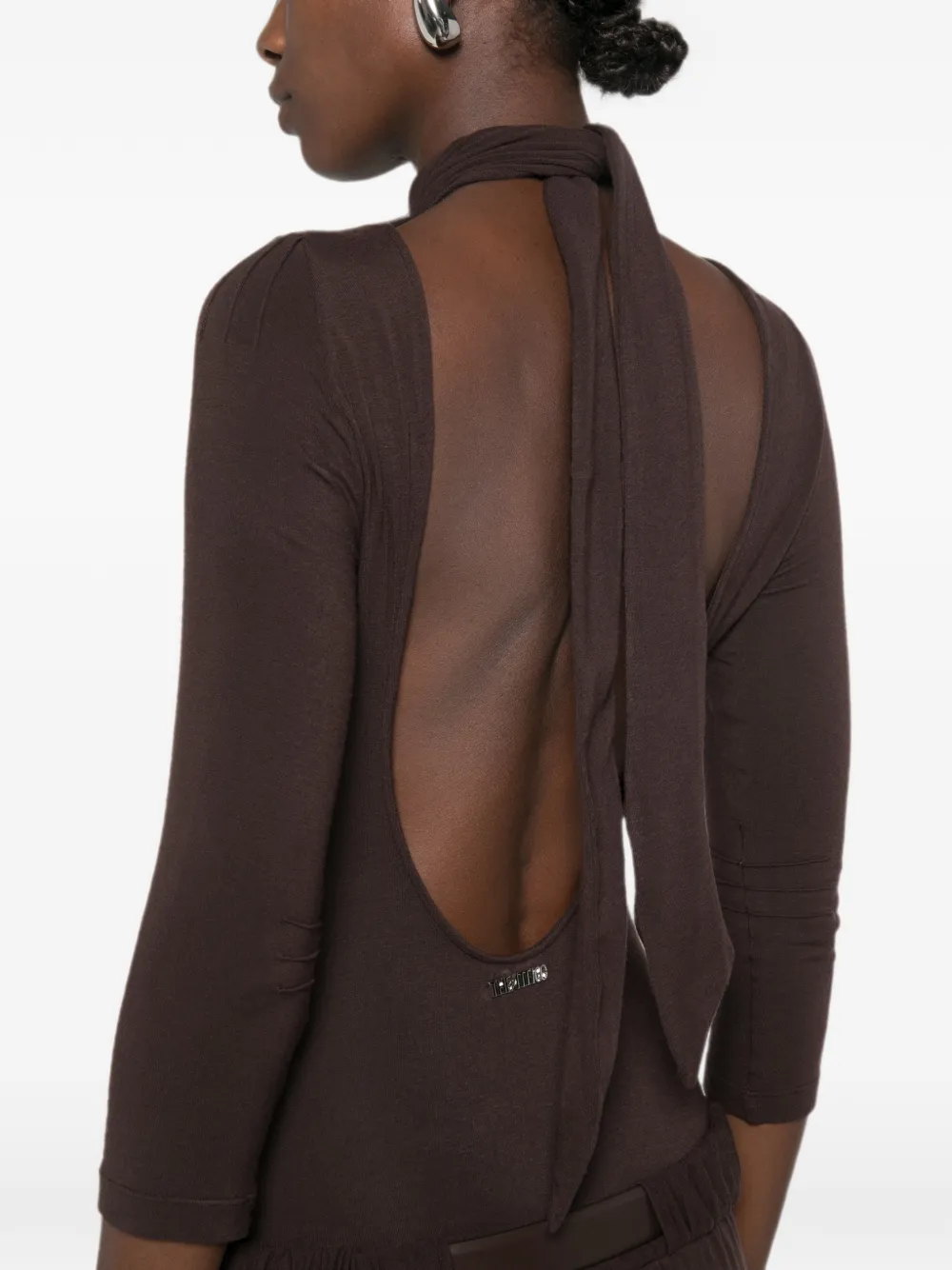 The Attico Maxi-jurk met open achterkant en ceintuur Bruin