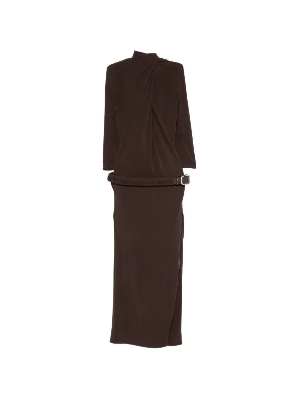 The Attico Belted Open-back Maxi Dress in Brown
