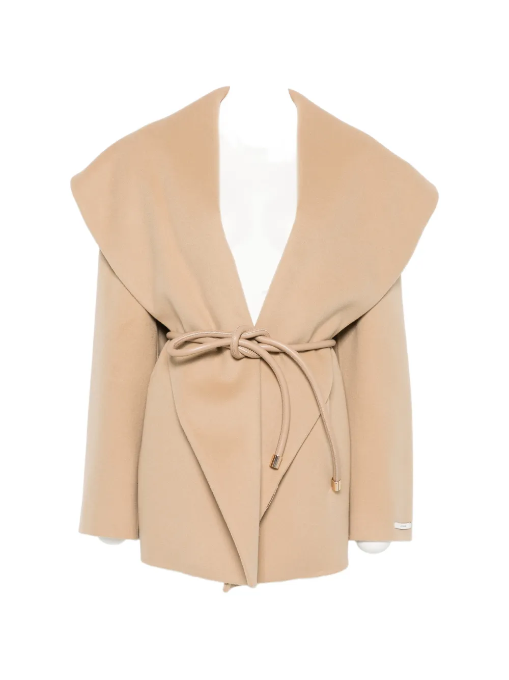 Sportmax belted shawl-collar wool coat - Nude
