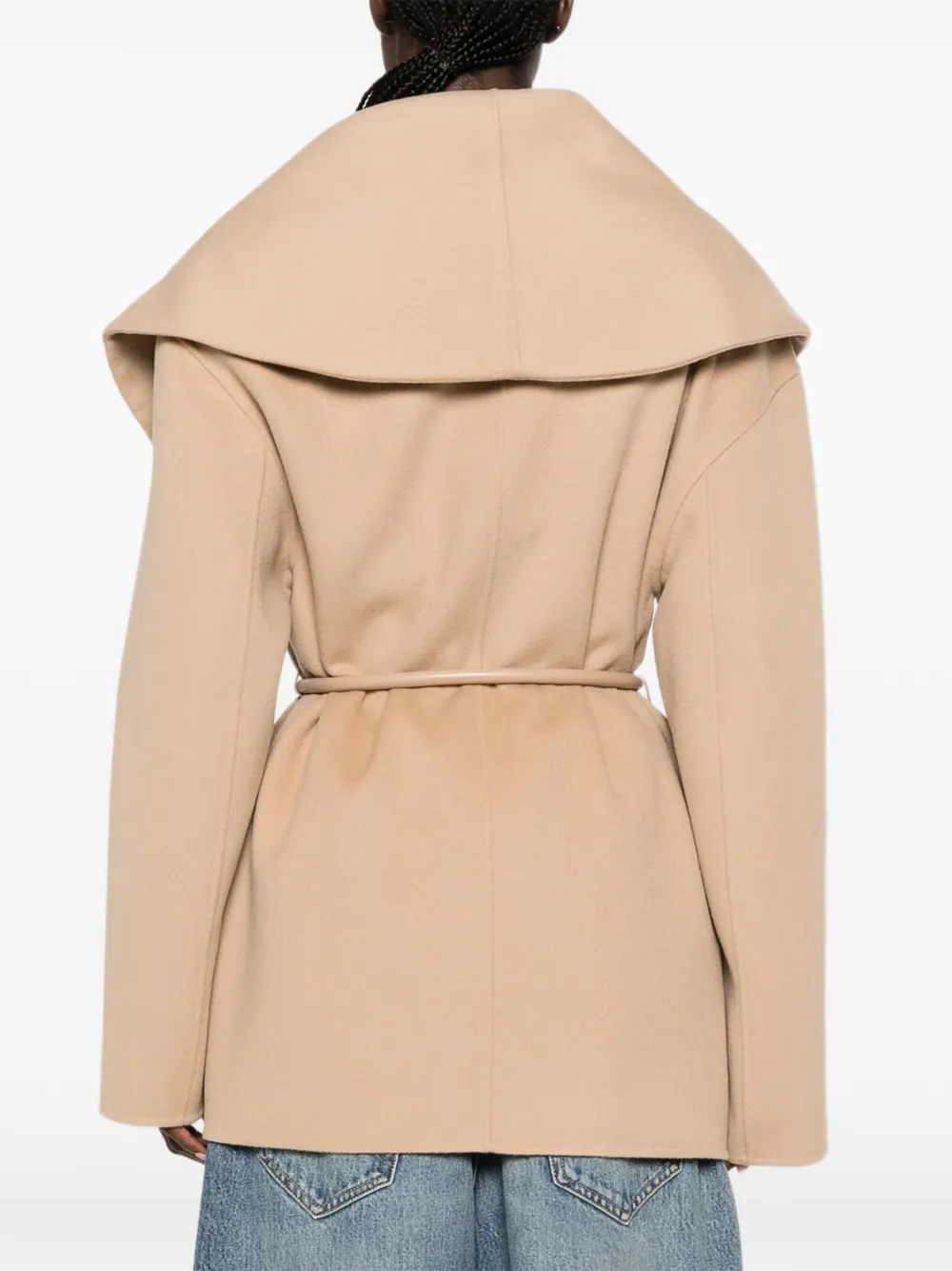 Sportmax Uguale Belted Shawl-collar Jacket in Neutrals, view 4