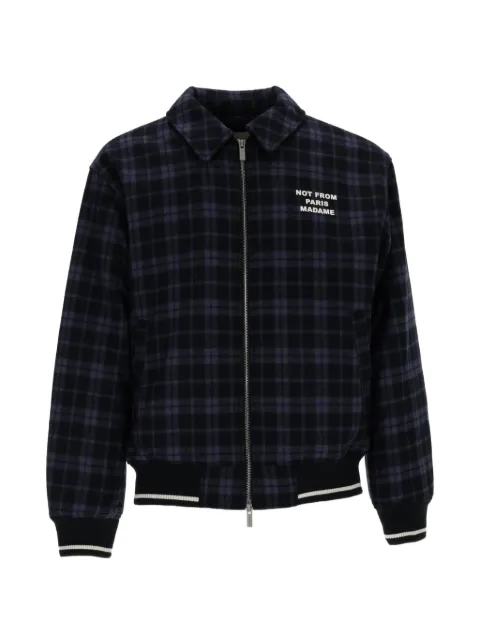 Drôle De Monsieur Slogan check-pattern slogan-print bomber jacket