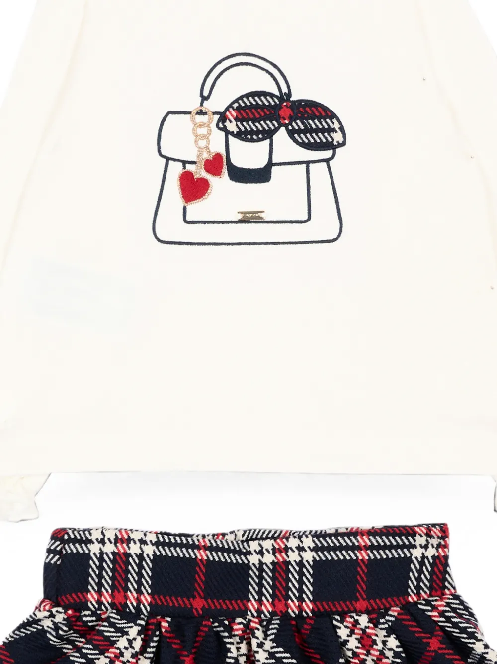 Mayoral Geruit rokset met grafische print Wit