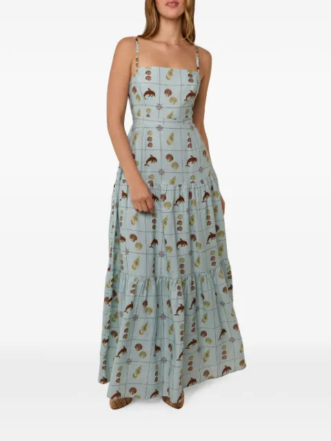 PALM. NOOSA vestido a capas con conchas de mar estampadas