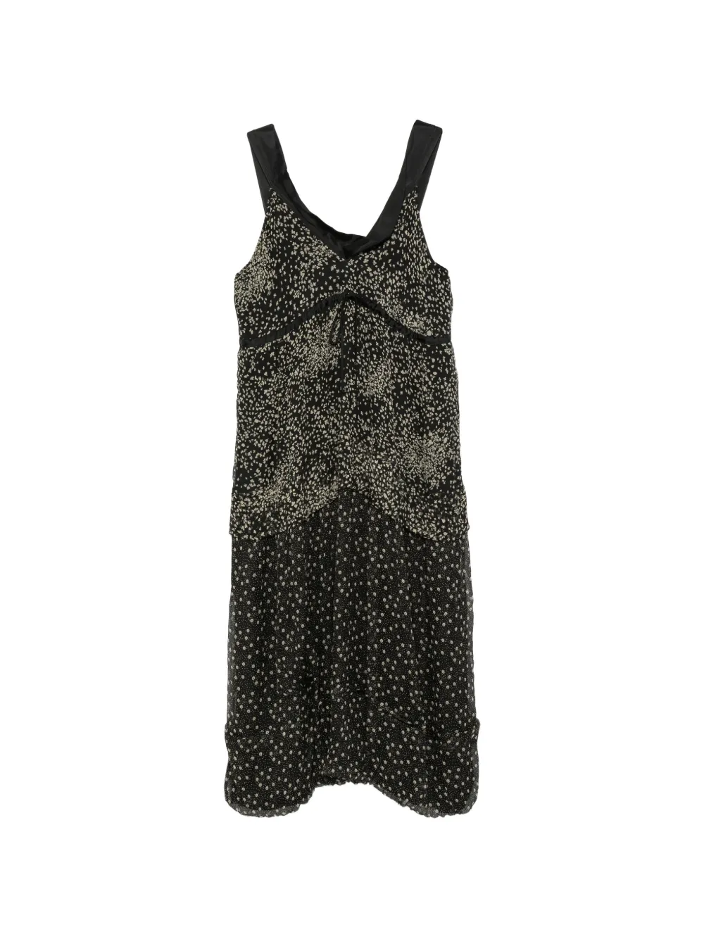 Antonio Marras Vintage robe mi-longue à fleurs et volants superposés (années 2000) - Noir