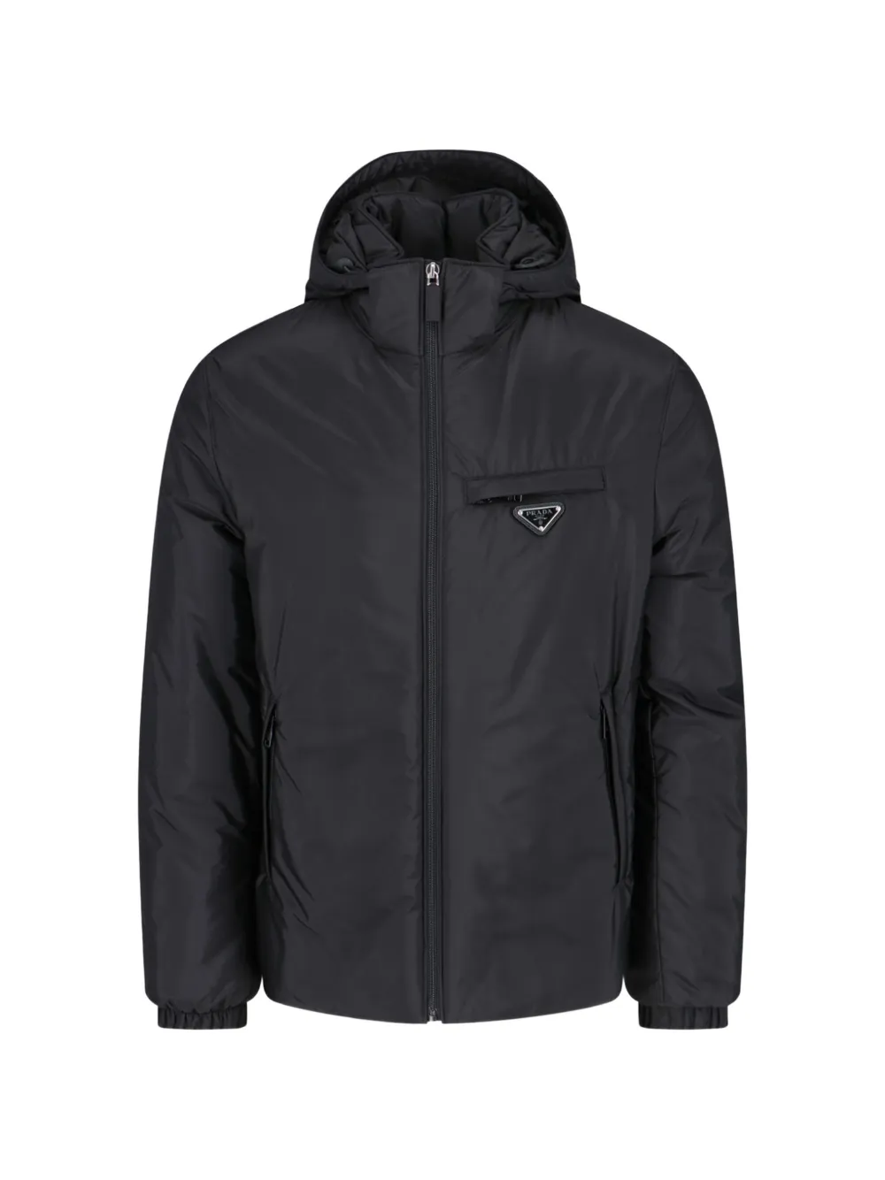 Prada logo-plaque hooded coat - Nero
