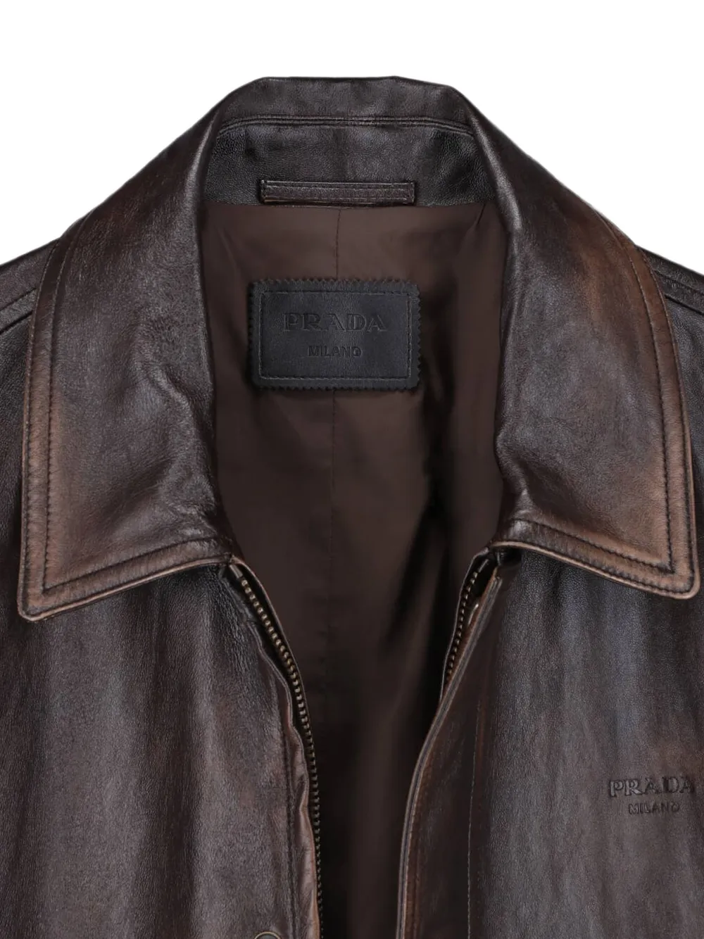 Prada Bomberjack van nappa leer Bruin