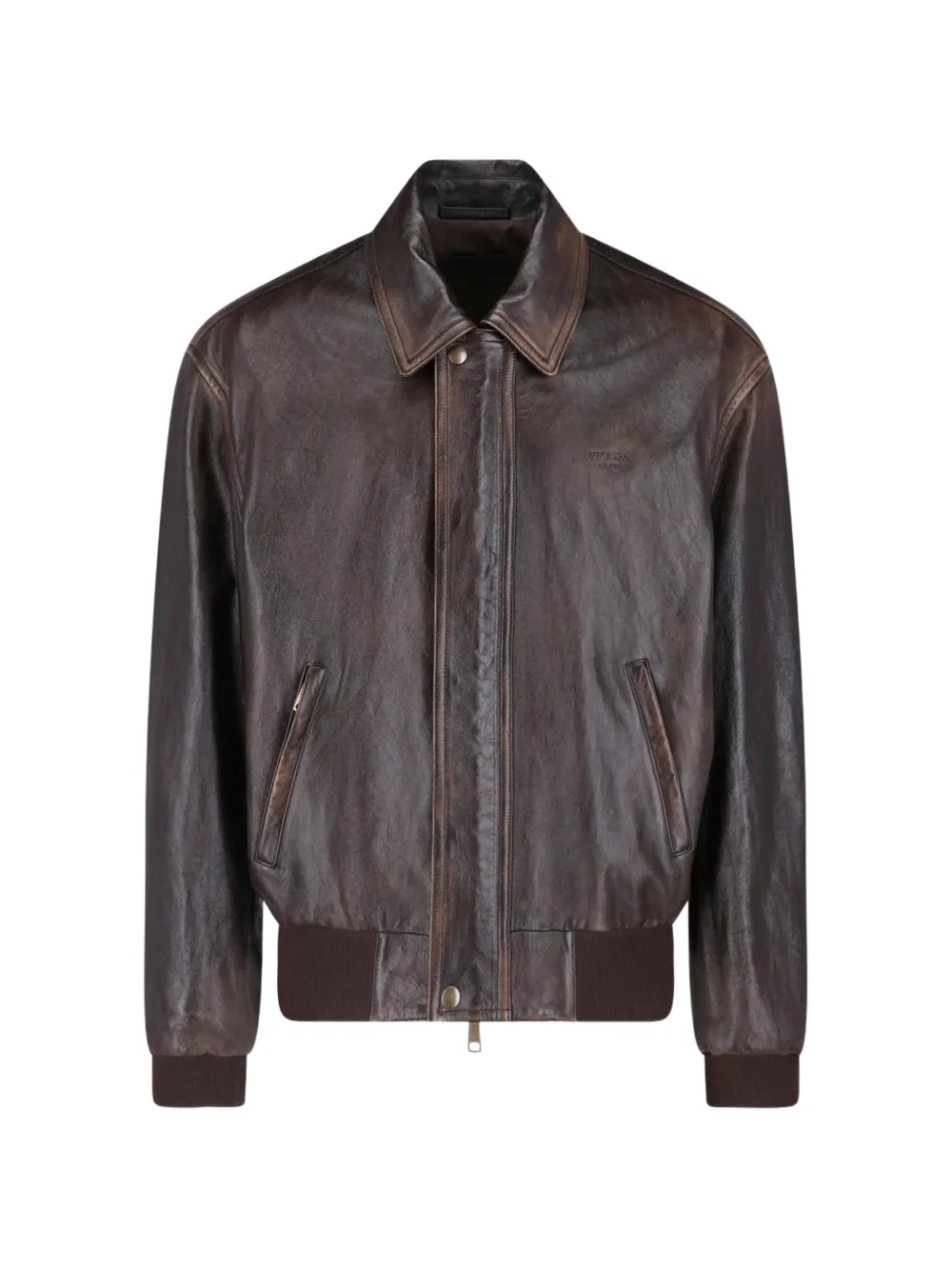 Prada nappa leather bomber jacket - Braun