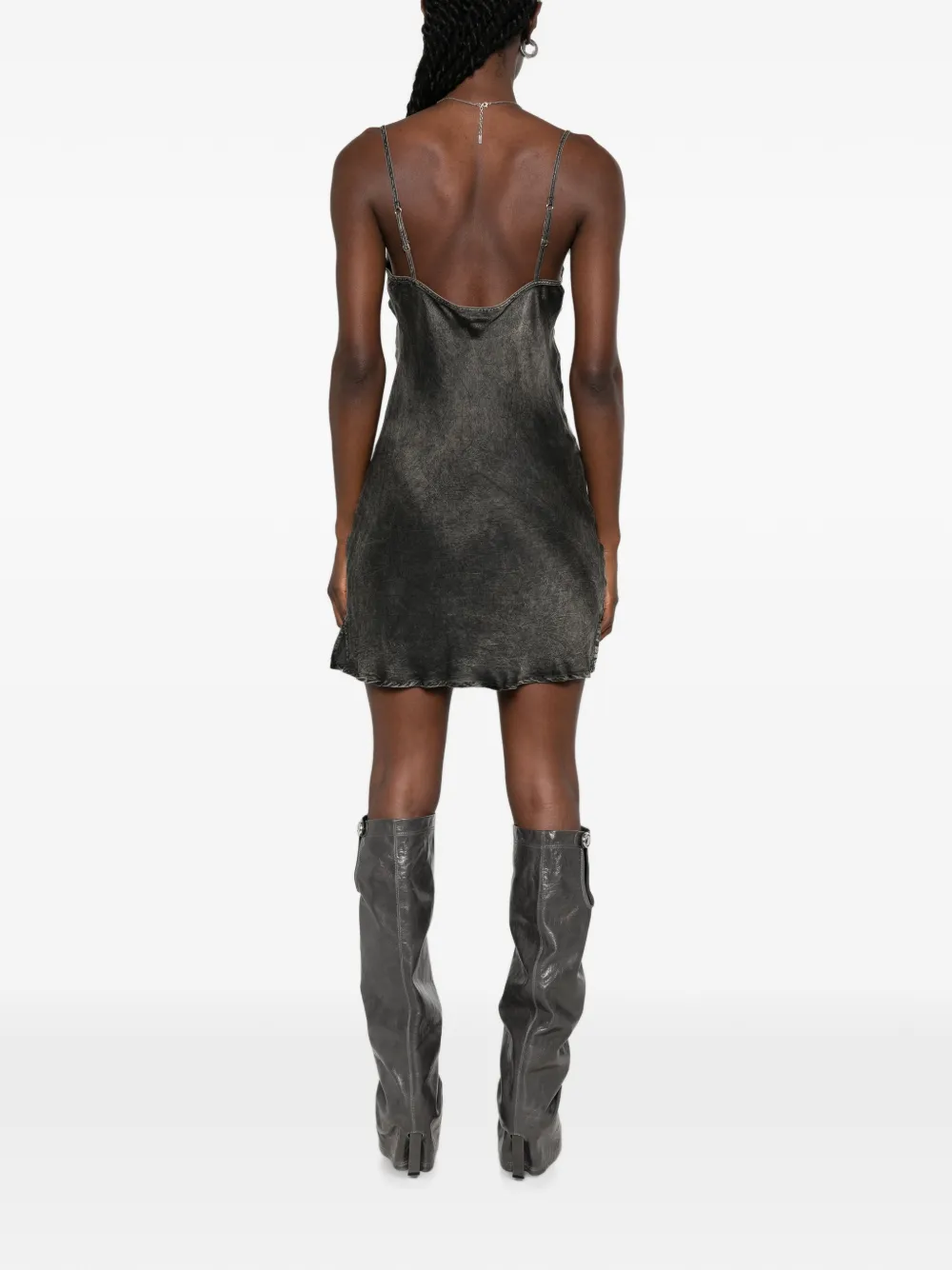 Diesel Cassidy mini-jurk met logo-patch en acid-wassing Zwart