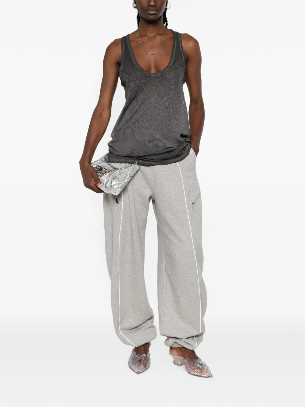 Diesel Tanktop met diepe ronde hals Grijs