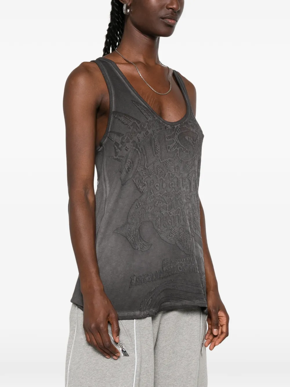 Diesel Tanktop met diepe ronde hals Grijs