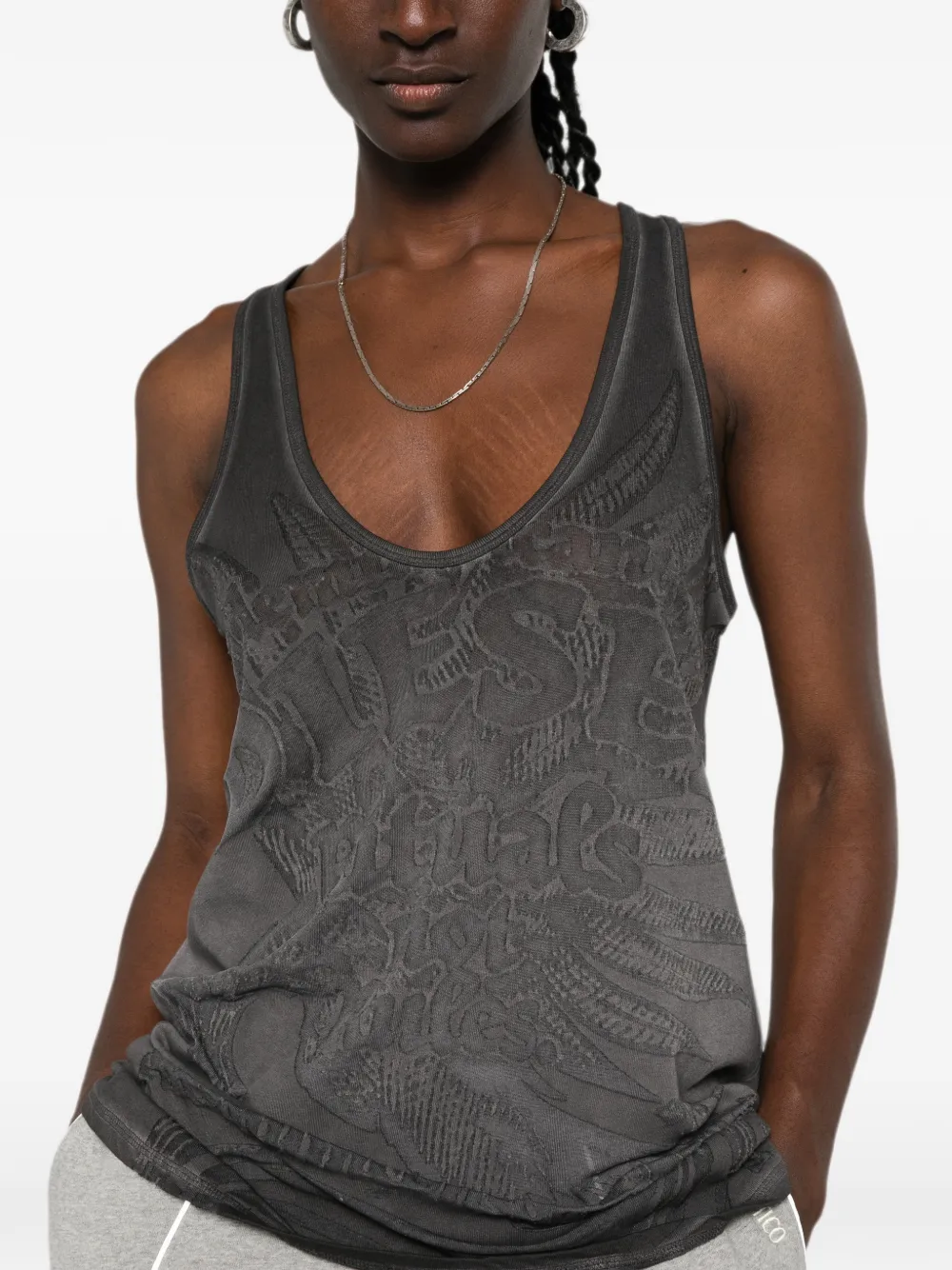 Diesel Tanktop met diepe ronde hals Grijs