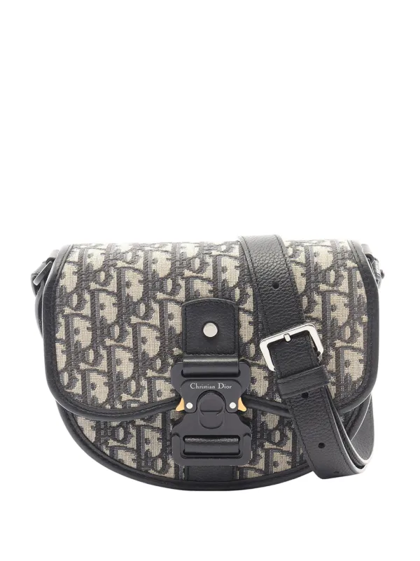 Dior Pre-owned 2010-2026 Mini Oblique Canvas Gallop Crossbody Bag in Blue