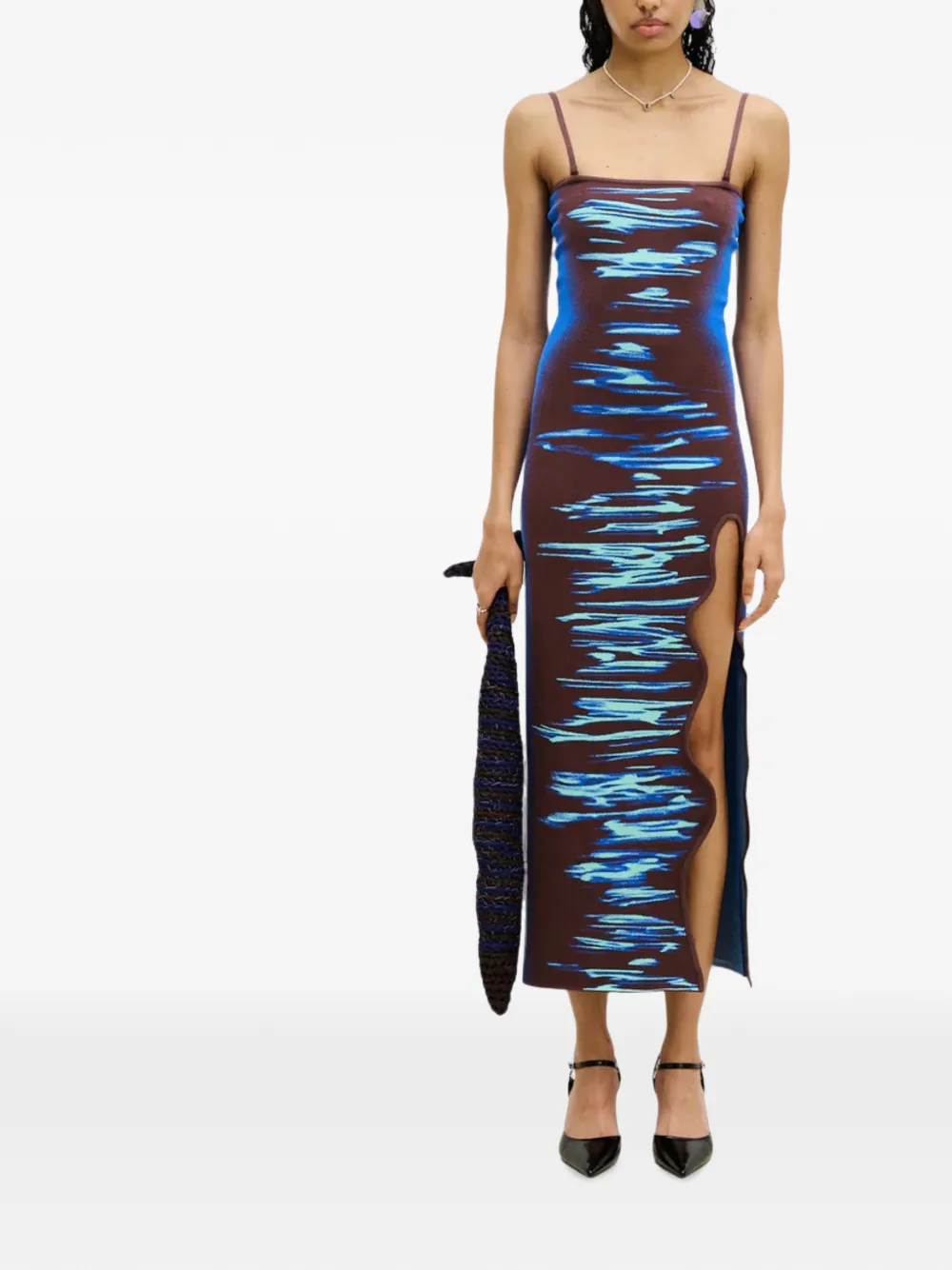 PH5 Iris maxi-dress met golvende split Bruin