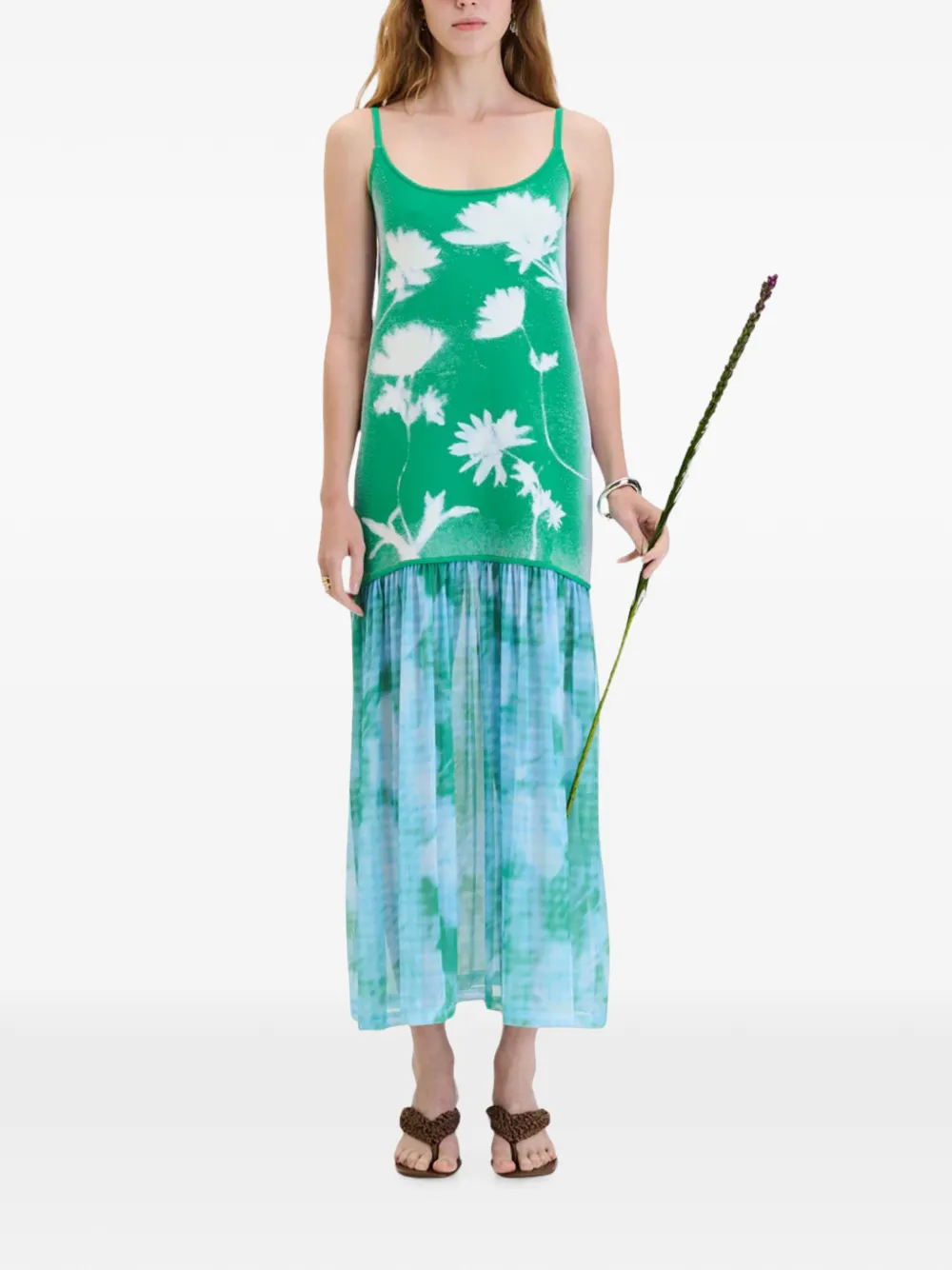 PH5 maxi-dress met verlaagde taille en bloemenprint Groen