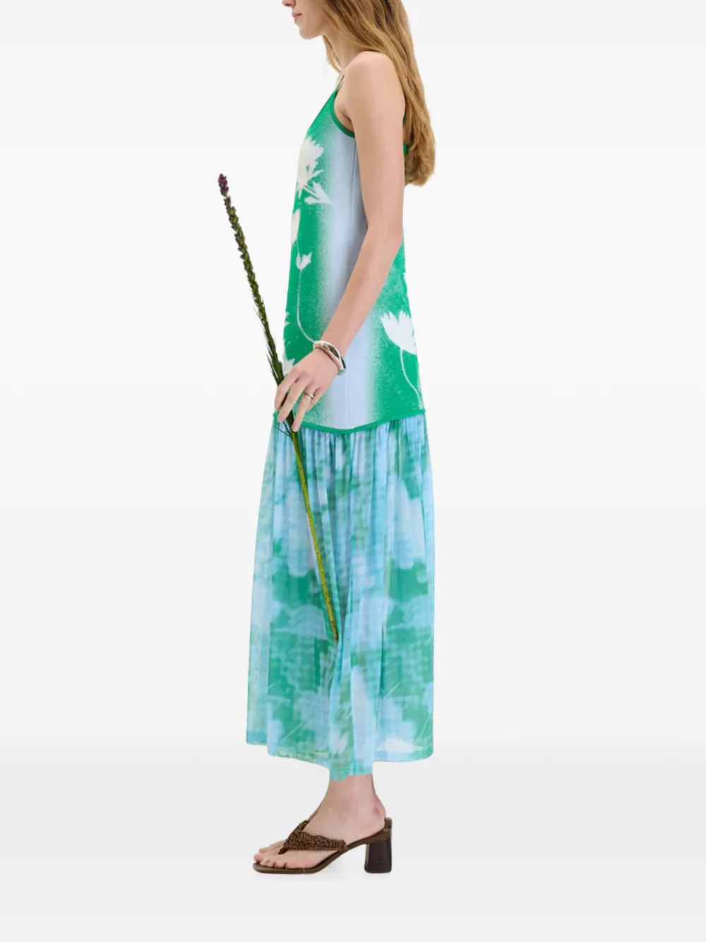 PH5 maxi-dress met verlaagde taille en bloemenprint Groen