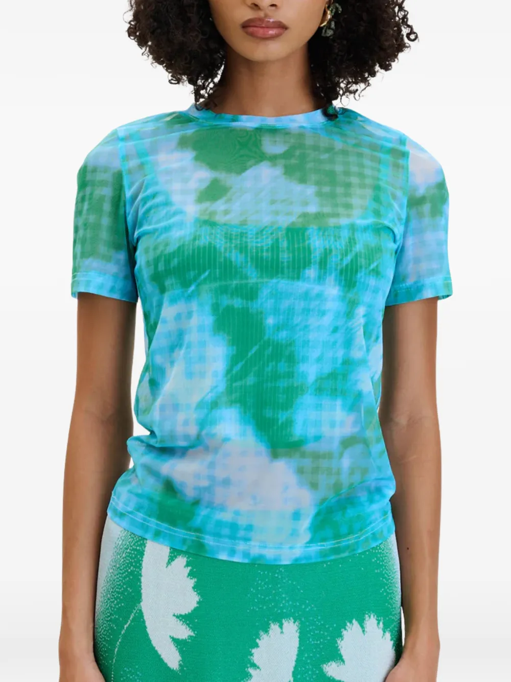 PH5 Nori mesh T-shirt met bloemenprint Groen