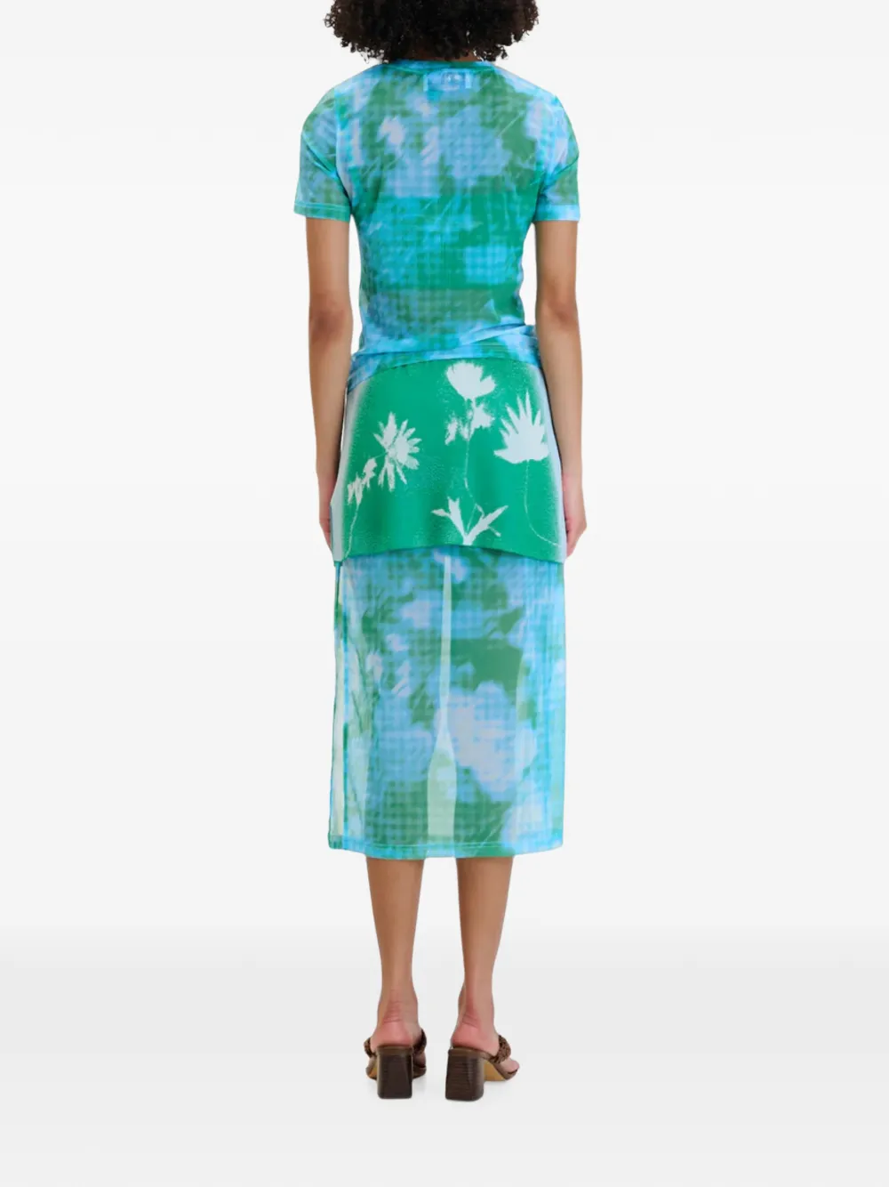 PH5 Nori mesh T-shirt met bloemenprint Groen