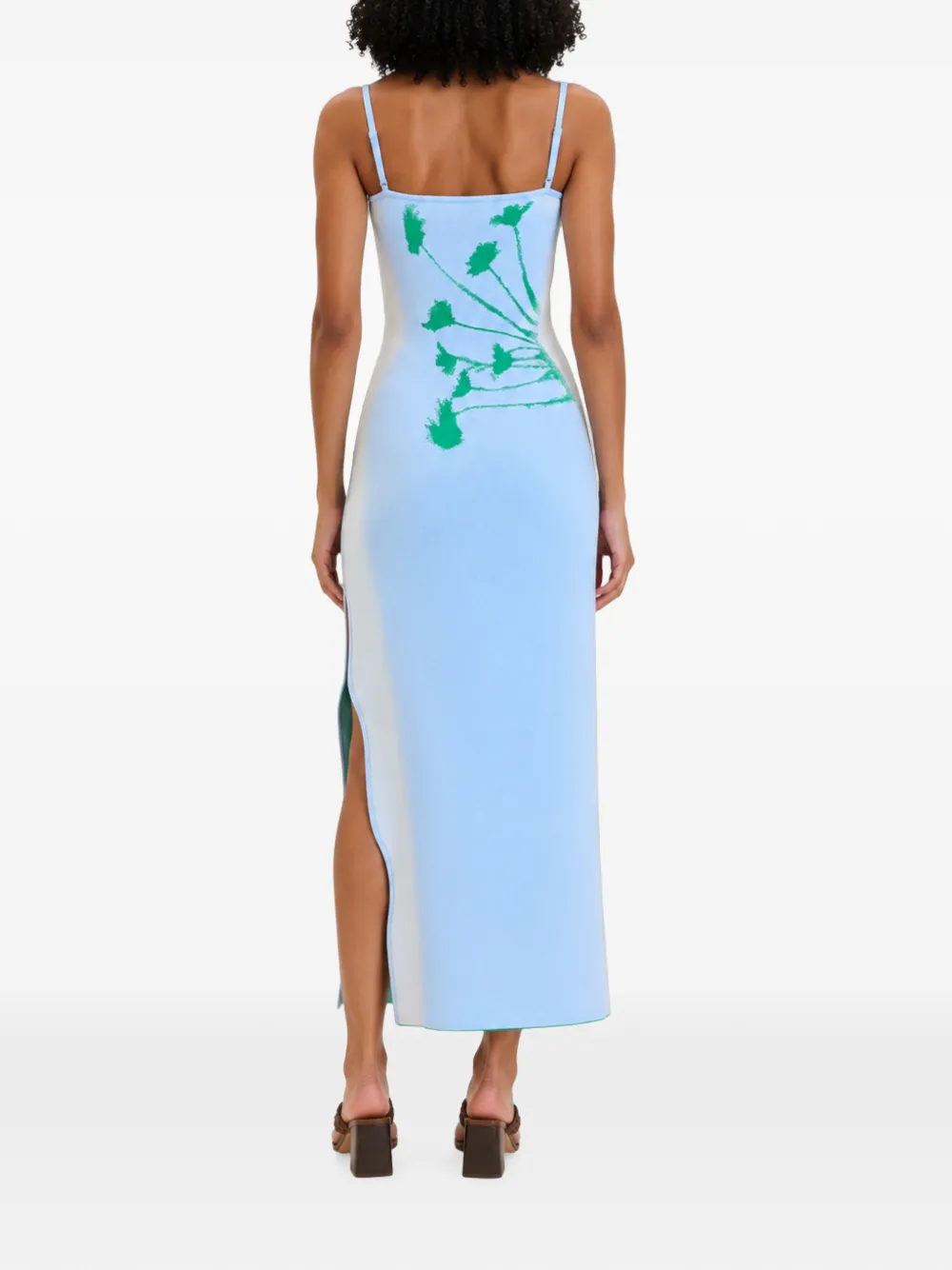 PH5 Iris maxi-dress met bloemenprint en golvende split Blauw