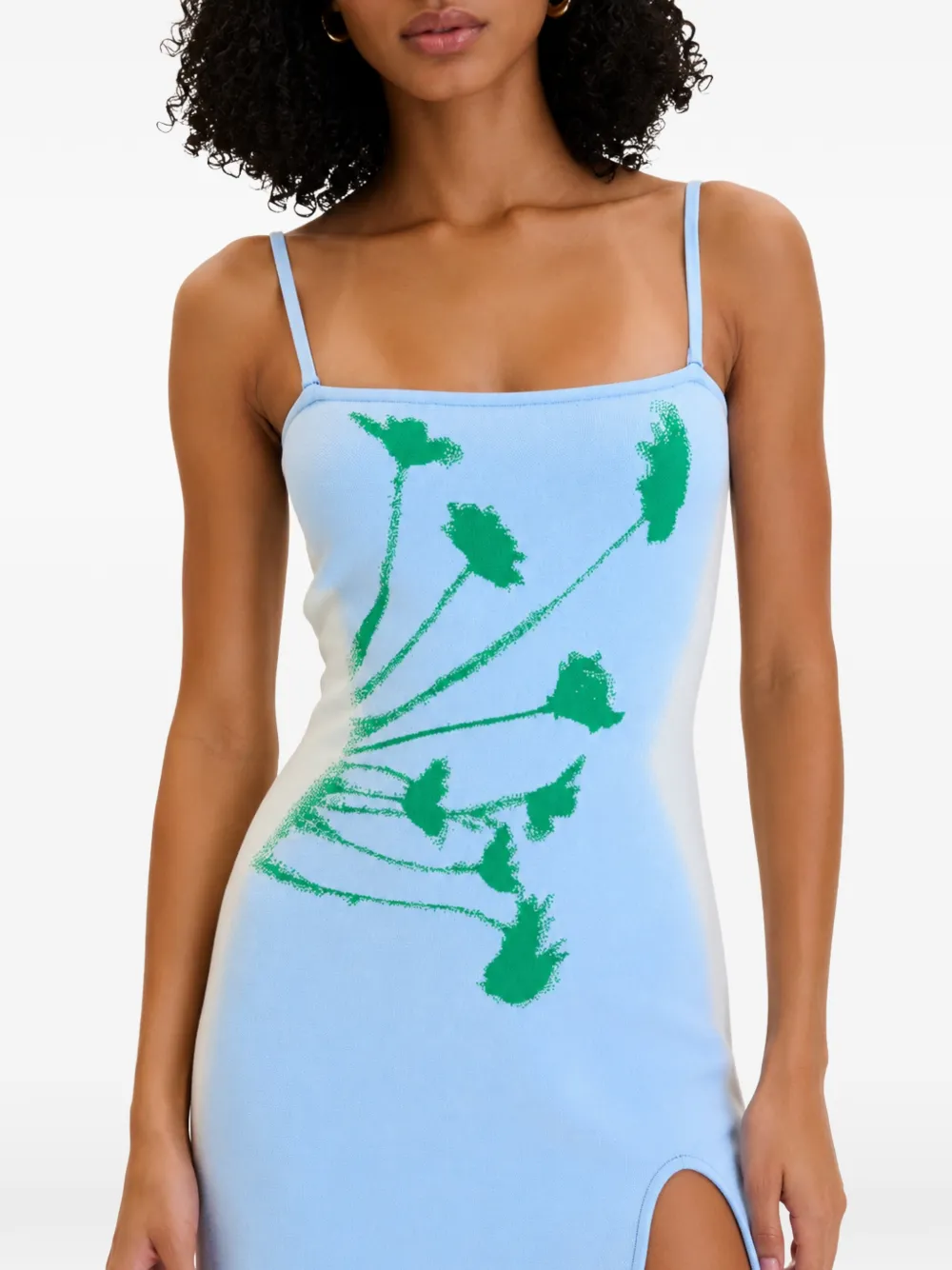 PH5 Iris maxi-dress met bloemenprint en golvende split Blauw