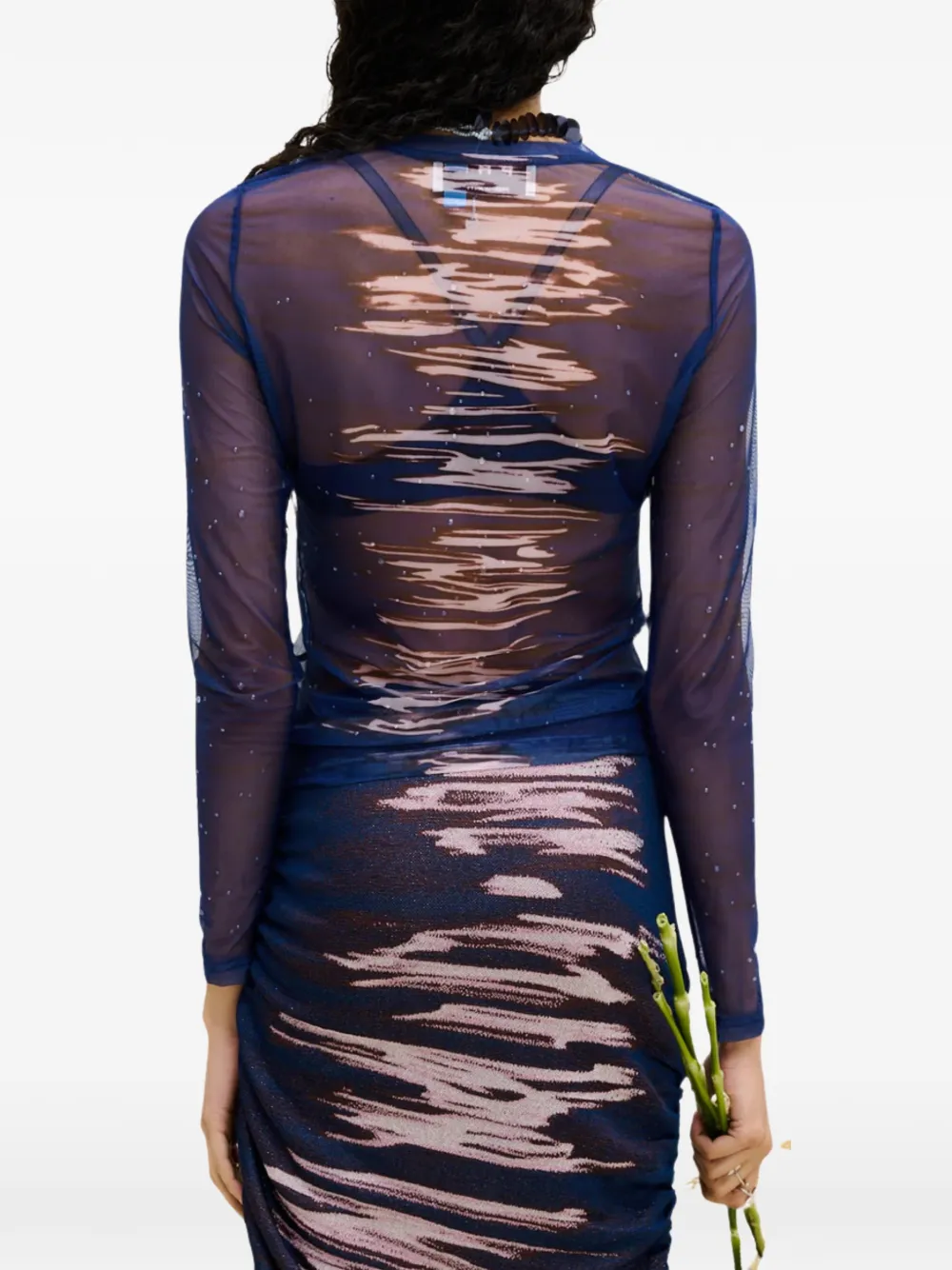 PH5 Betta mesh top verfraaid met kristallen Blauw