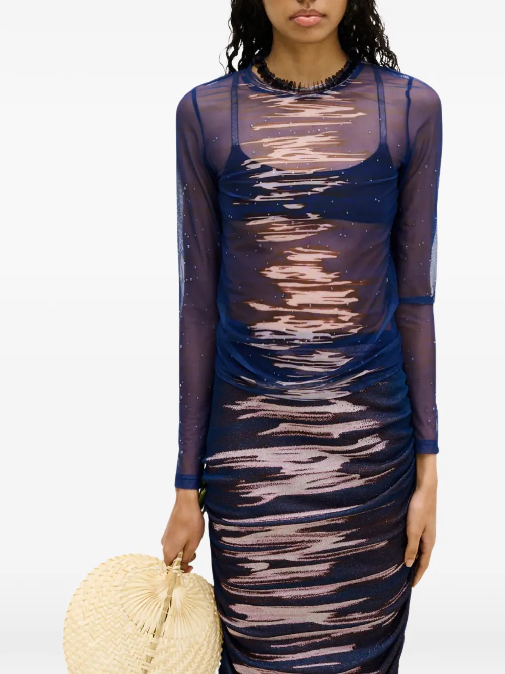PH5 Betta mesh top verfraaid met kristallen Blauw