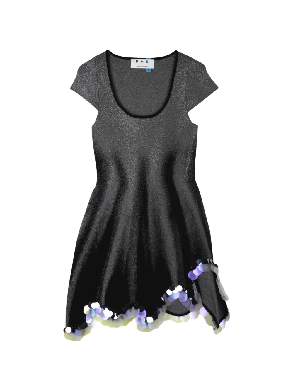 Ph5 Zingel Flaslight Sequin-embellished Wavy-hem Mini Dress In Black