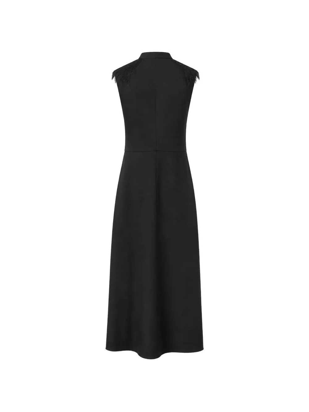 RETORI Midi-jurk met veren afwerking Zwart