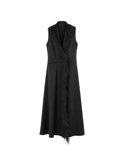 RETORI feather-trimmed midi dress