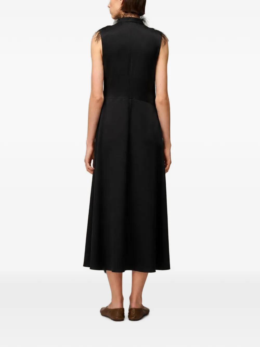 RETORI Midi-jurk met veren afwerking Zwart