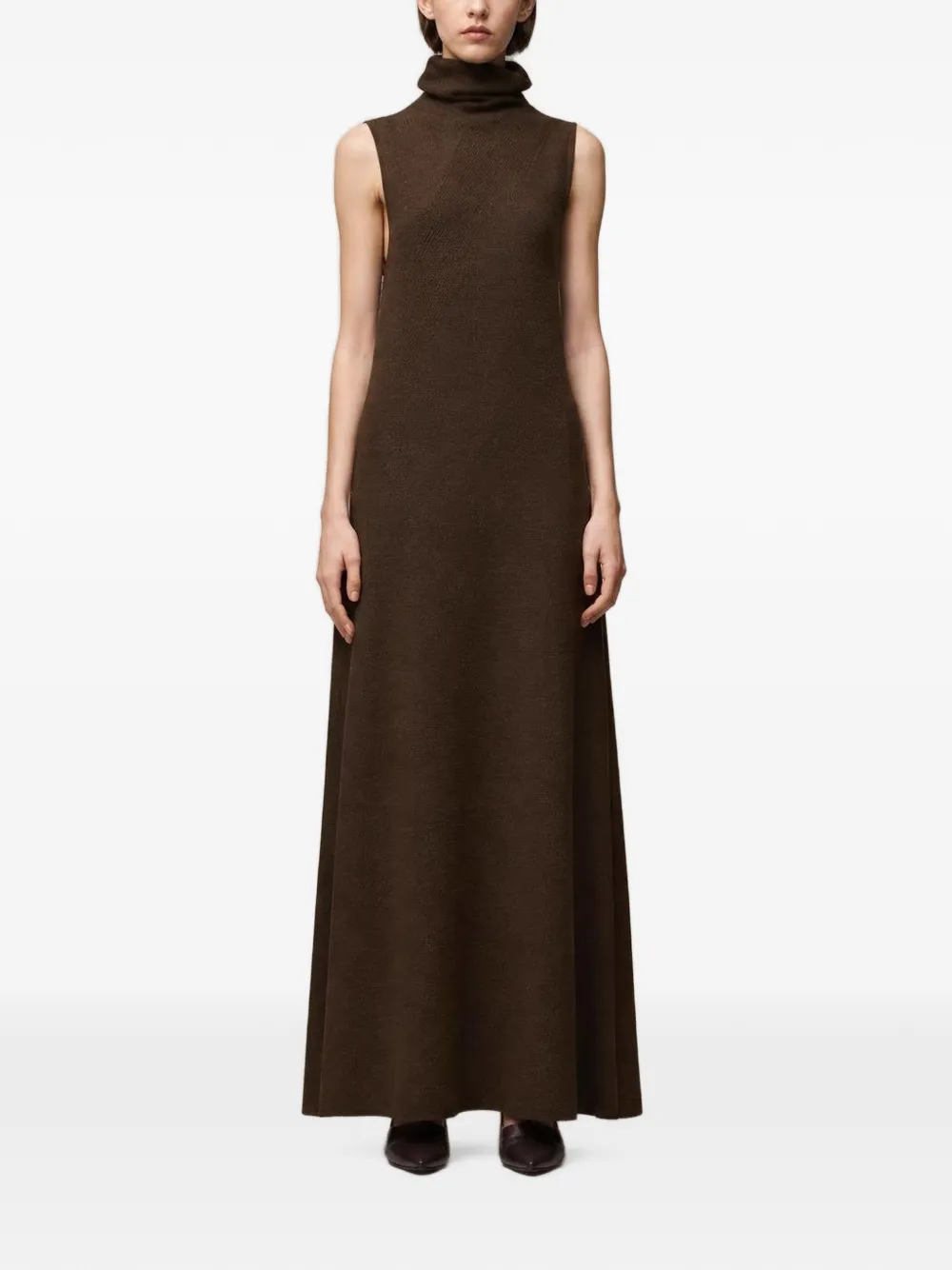 RETORI Maxi-jurk met hoge hals Bruin