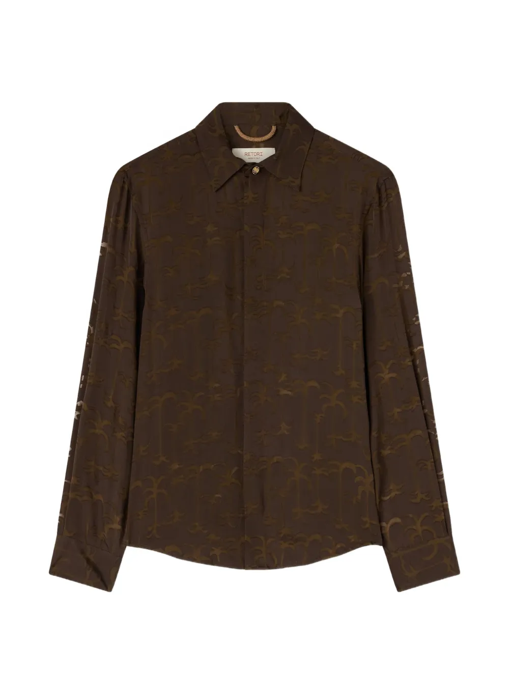 RETORI palm-jacquard long-sleeve shirt - Marrone