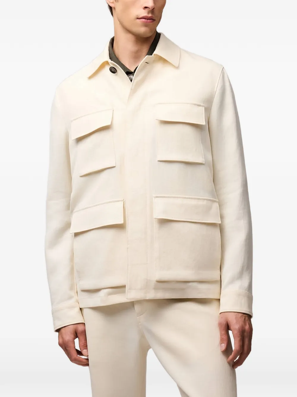 RETORI Linnen jack met zakdetail Beige