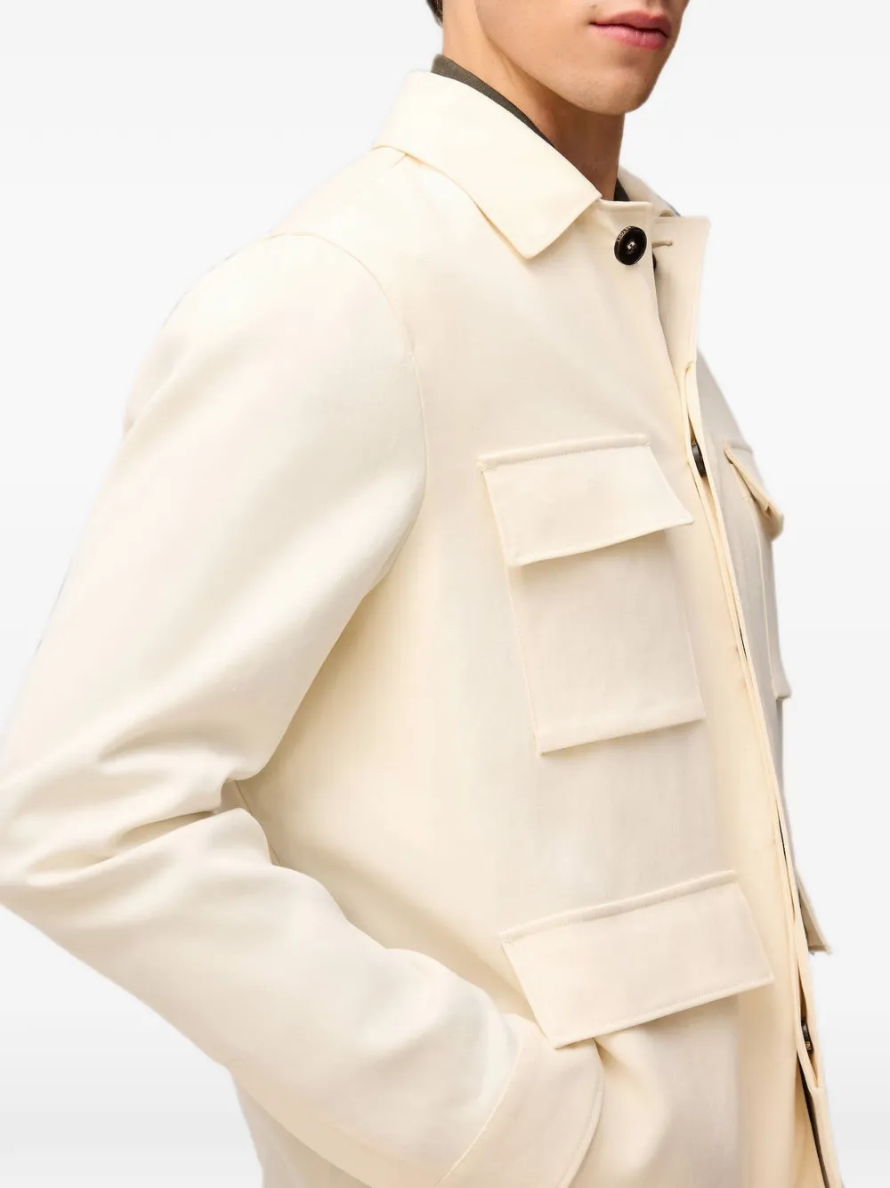 RETORI Linnen jack met zakdetail Beige
