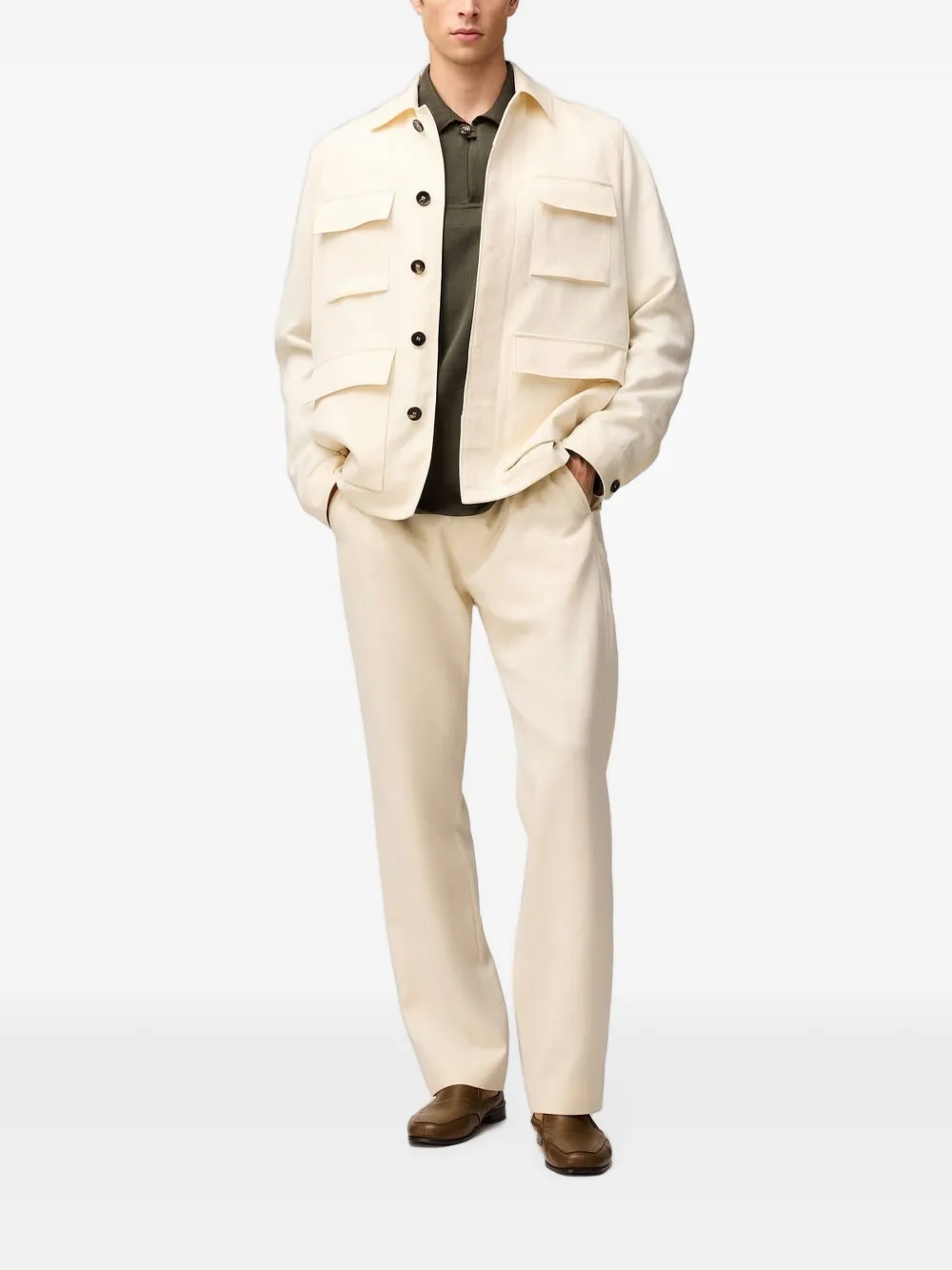 RETORI Linnen jack met zakdetail Beige